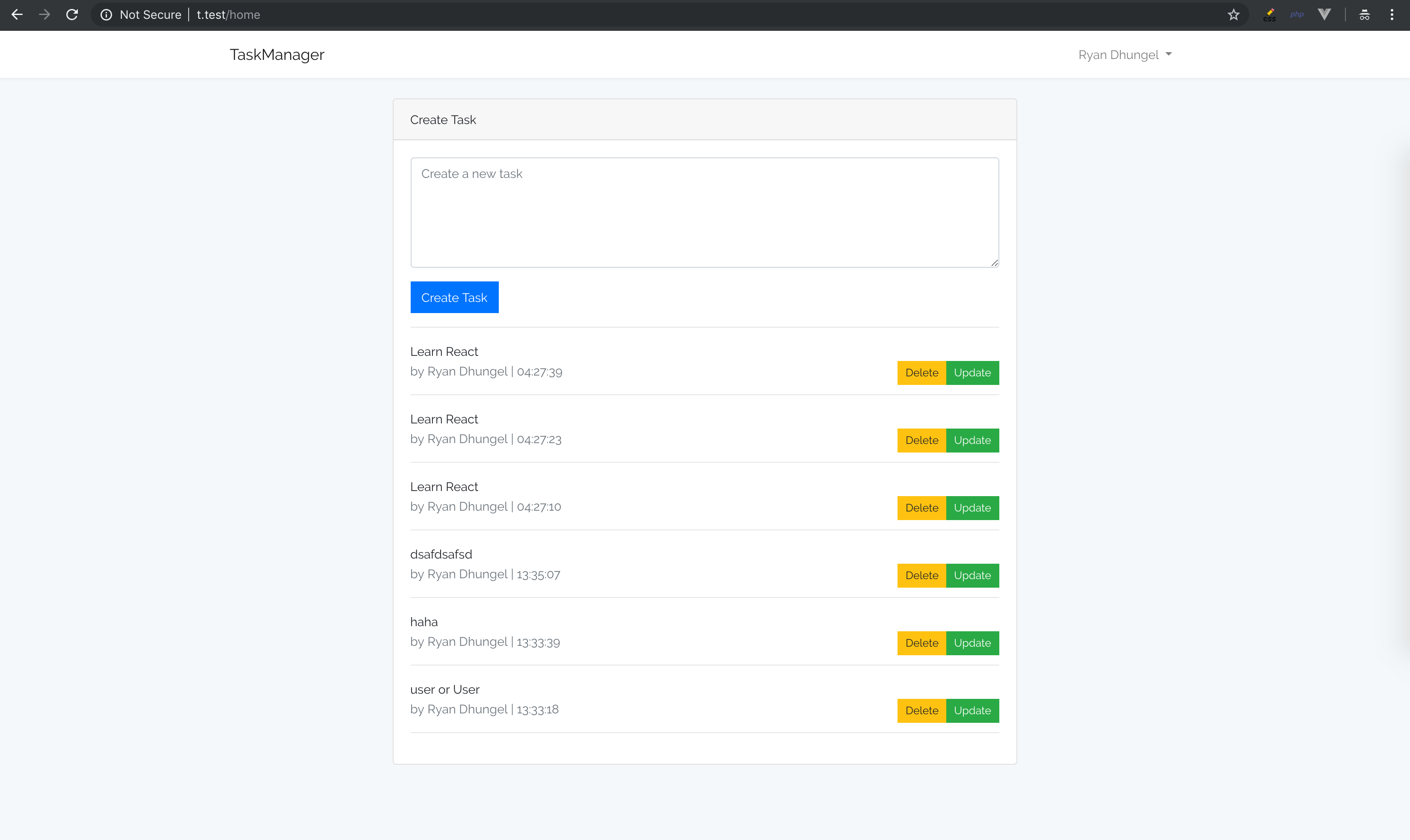 Laravel React CRUD