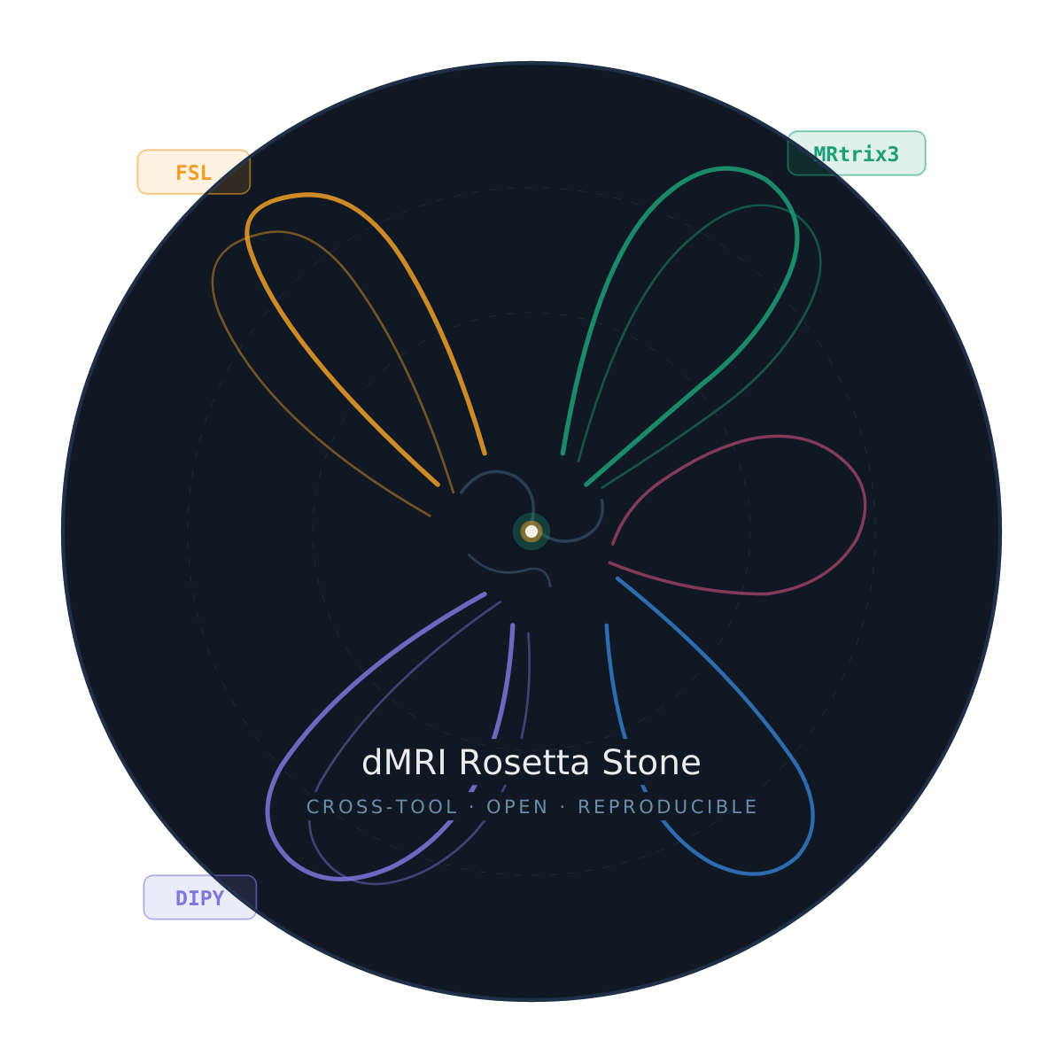 dMRI Rosetta Stone: A Cross-Tool Interactive Tutorial for Diffusion MRI