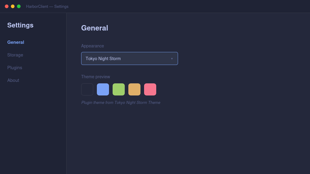 Screenshot of Tokyo Night Storm Theme