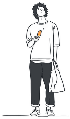 a drawing of hari holding an orange popsicle