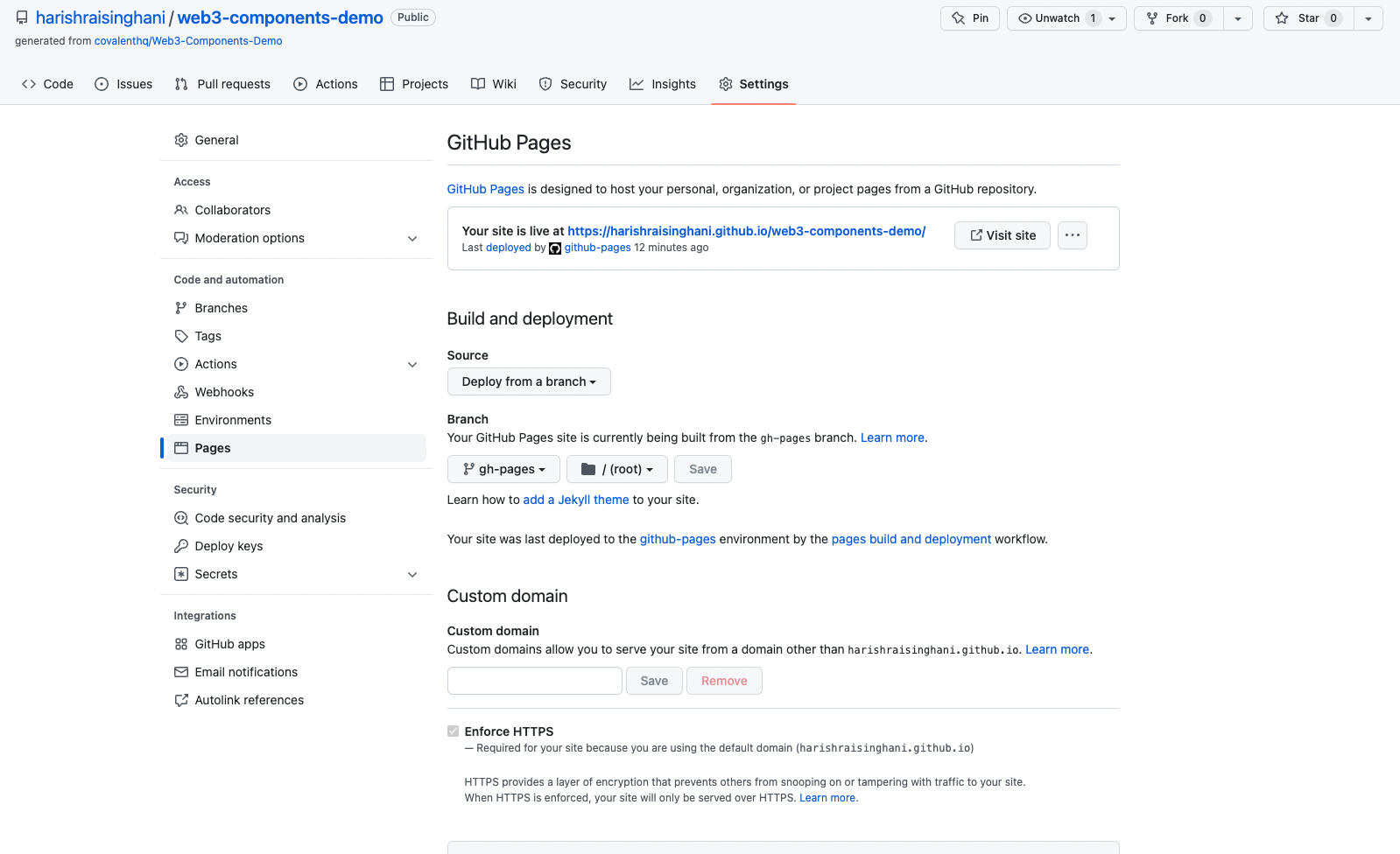 GitHub pages deploy