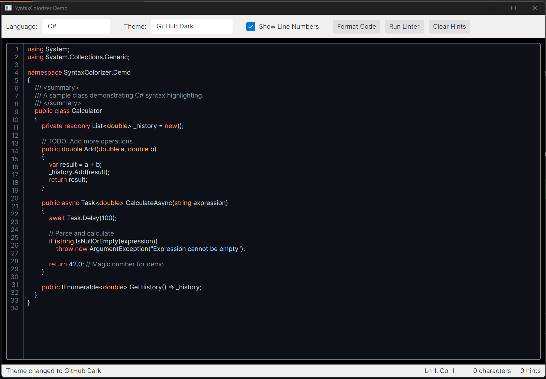 SyntaxColorizer Demo