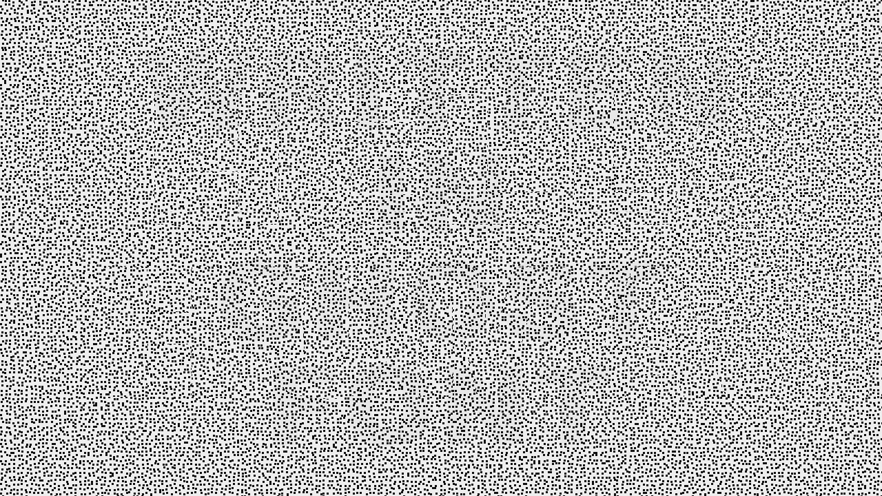 A paused ghost-font video frame that appears as random noise