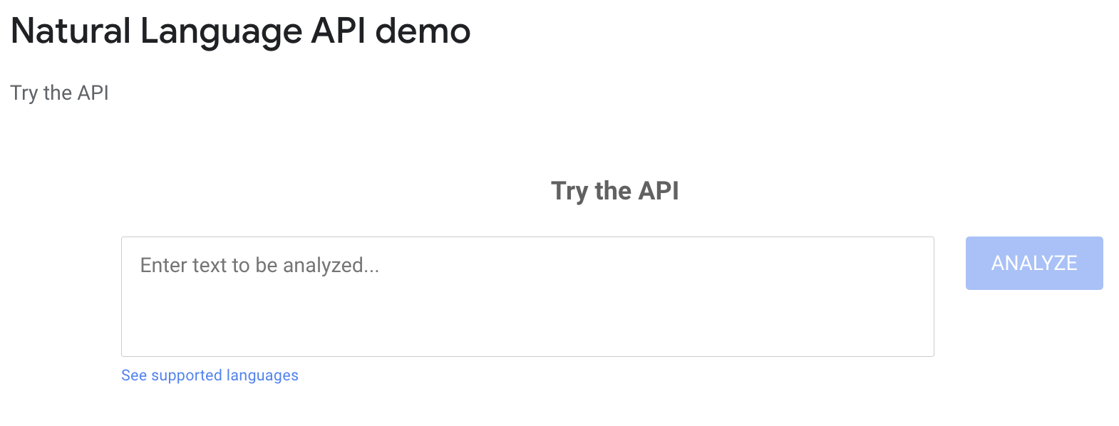 Google Natural Language API demo showing salience scores for a mattress-related sentence