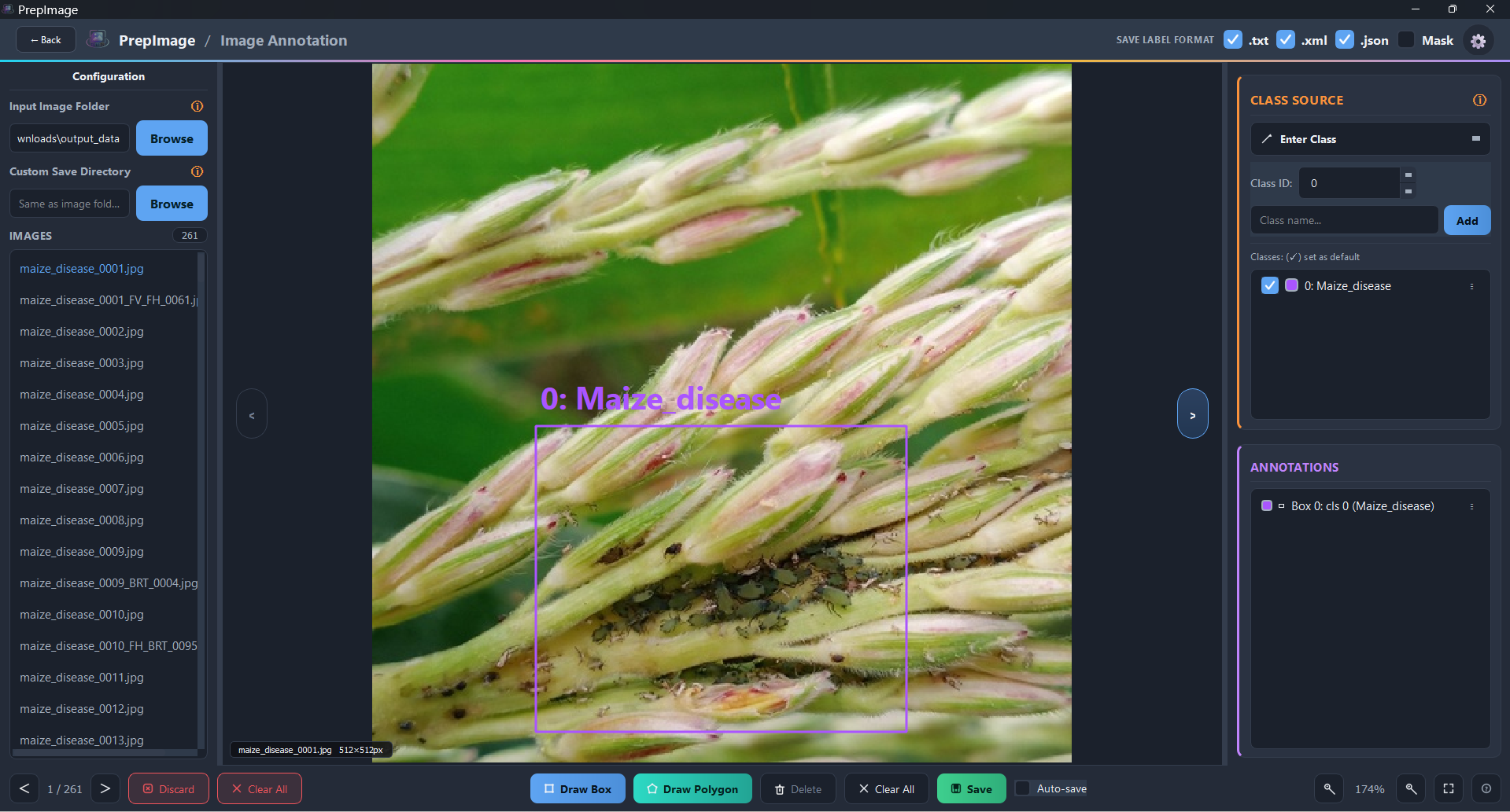 Image Annotation screen