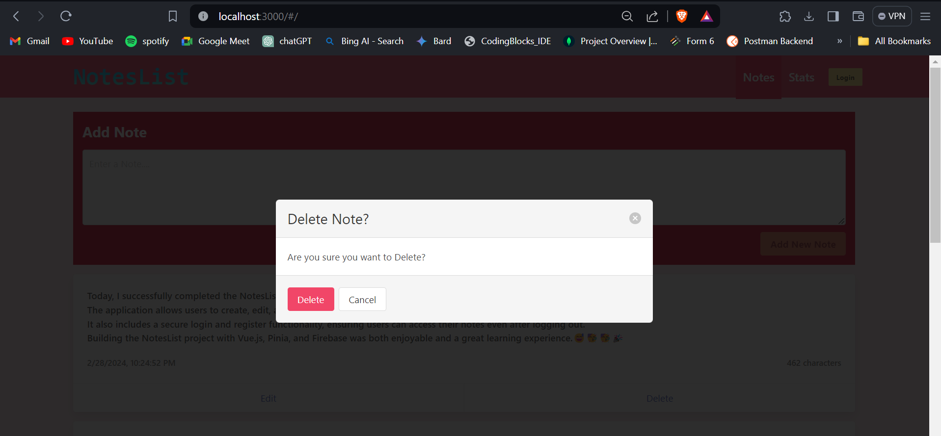 Delete Confirmation Modal