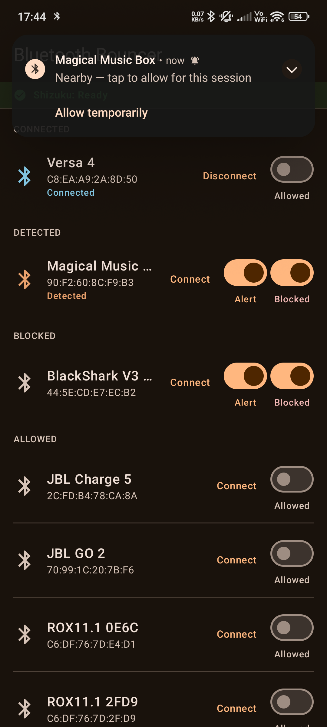 Blocked device alert
