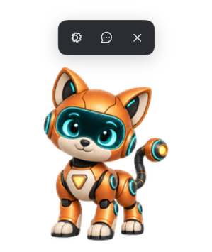 Lokki with settings, message, and close controls
