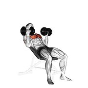 Dumbbell Incline Palm-In Press animated exercise demonstration