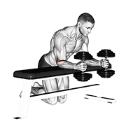 Dumbbell Over Bench Neutral Wrist Curl animated exercise demonstration