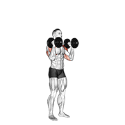 Dumbbell Standing Alternate Overhead Press animated exercise demonstration