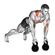 Kettlebell Alternating Renegade Row animated exercise demonstration