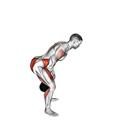 Two-hand kettlebell swing showing a hip hinge, bell hike between the legs, explosive hip extension, straight arms, and controlled shoulder-height float