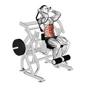 Lever Seated Leg Raise Crunch animated exercise demonstration