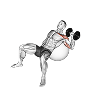 Dumbbell Incline One Arm Press On Exercise Ball animated exercise demonstration