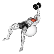 Dumbbell One Arm Fly On Exercise Ball animated exercise demonstration