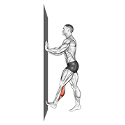 Calf Push Stretch With Hands Against Wall animated exercise demonstration