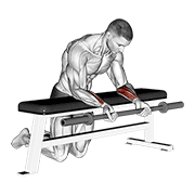 Barbell Palms Up Wrist Curl Over A Bench animated exercise demonstration