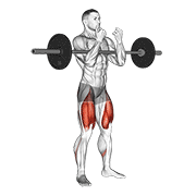 Barbell back squat demonstration showing stable upper-back bar position, braced torso, knee tracking, and balanced full-foot pressure