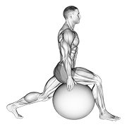 Exercise Ball Hip Flexor Stretch animated exercise demonstration