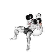 Dumbbell Incline Hammer Press On Exercise Ball animated exercise demonstration