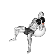 Dumbbell Incline One Arm Hammer Press On Exercise Ball animated exercise demonstration
