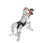 Dumbbell Incline Two Arm Extension animated exercise demonstration