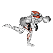 Dumbbell Tricep Kickback With Stork Stance animated exercise demonstration