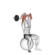 Ez Bar French Press On Exercise Ball animated exercise demonstration