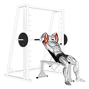 Smith Machine Incline Tricep Extension animated exercise demonstration