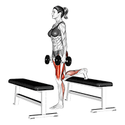 Dumbbell Step-Up Lunge animated exercise demonstration