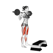 Barbell Squat Jump Step Rear Lunge animated exercise demonstration