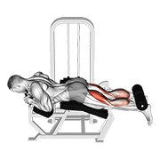 Lever Lying Two-One Leg Curl animated exercise demonstration