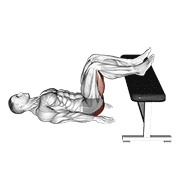 Glute Bridge Two Legs On Bench (Male) animated exercise demonstration