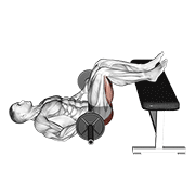 Barbell Glute Bridge Two Legs On Bench (Male) animated exercise demonstration