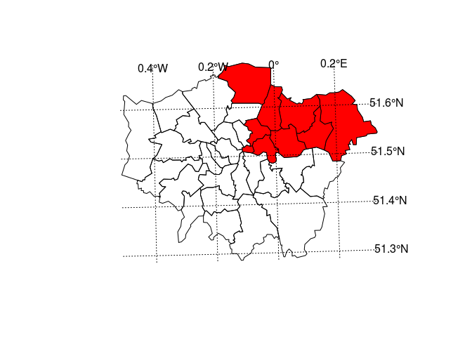 The 4 quadrants of London and dissolved borders. Challenge: recreate a plot that looks like this.