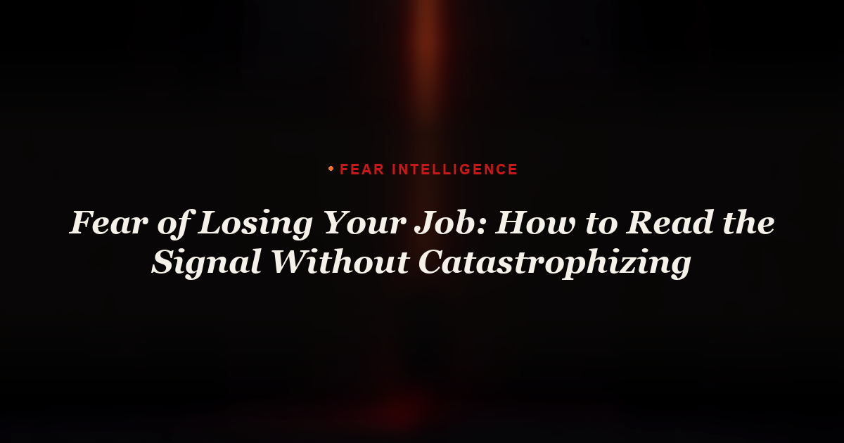 Fear of Losing Your Job: How to Read the Signal Without Catastrophizing