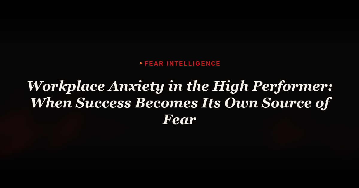 Workplace Anxiety in the High Performer: When Success Becomes Its Own Source of Fear
