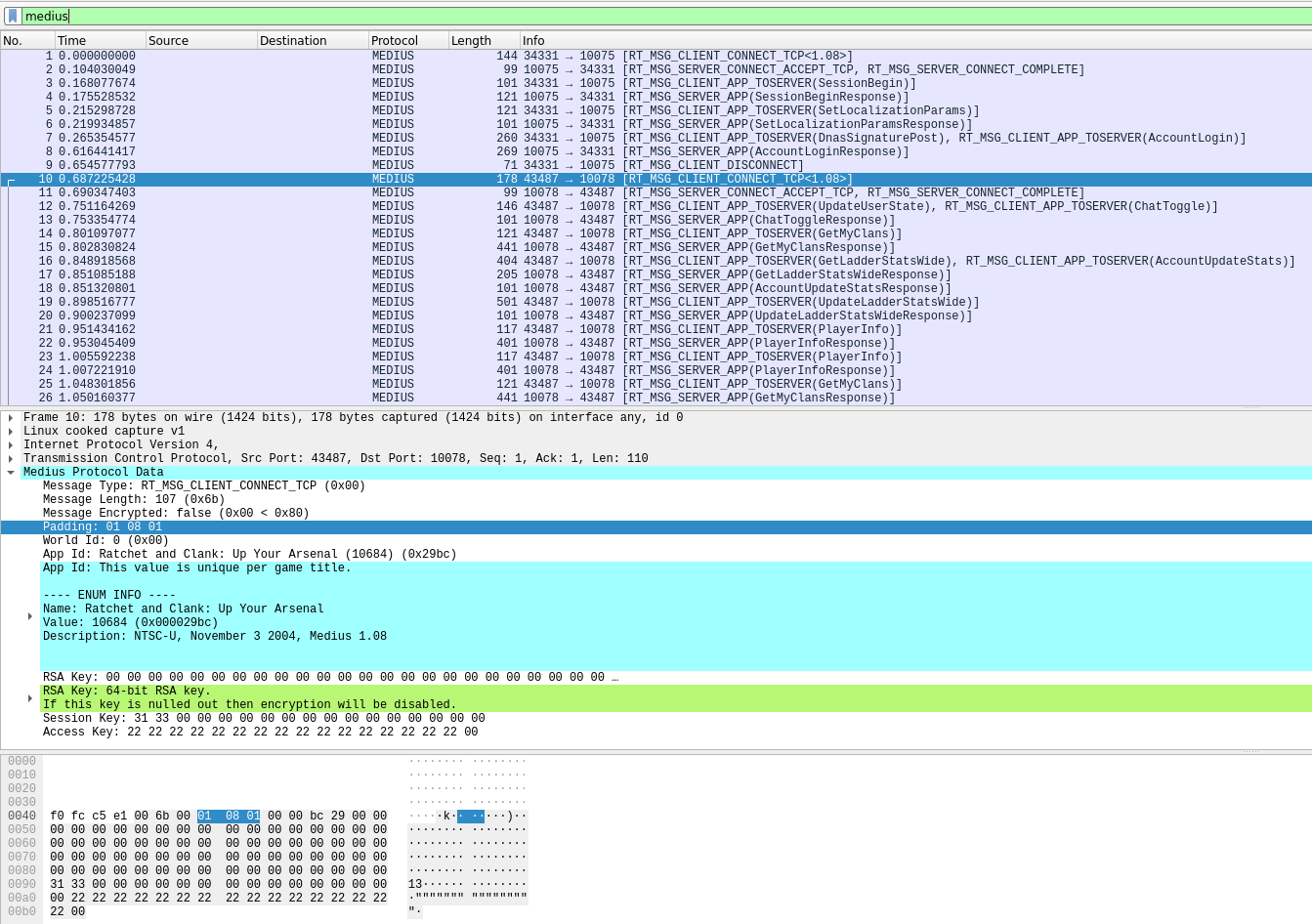 Medius Wireshark Dissector