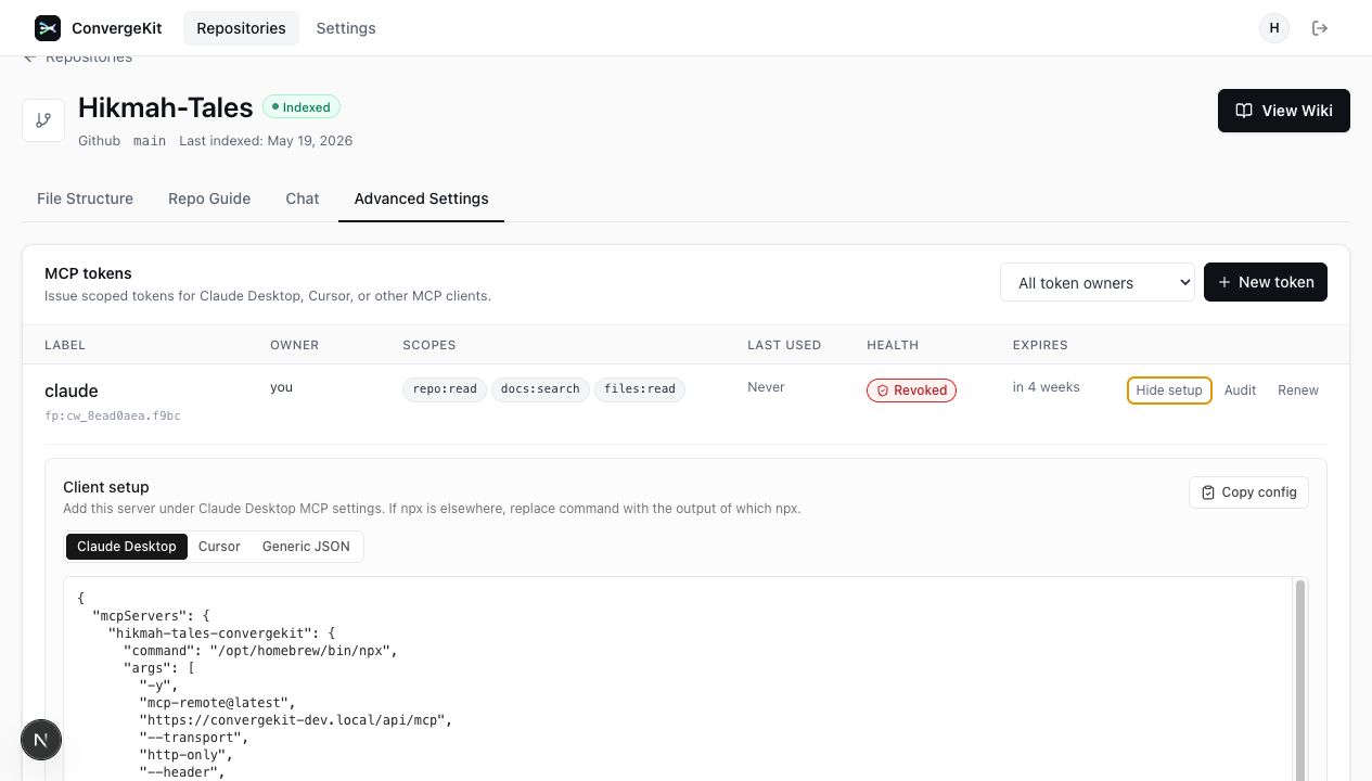 ConvergeKit MCP client configuration