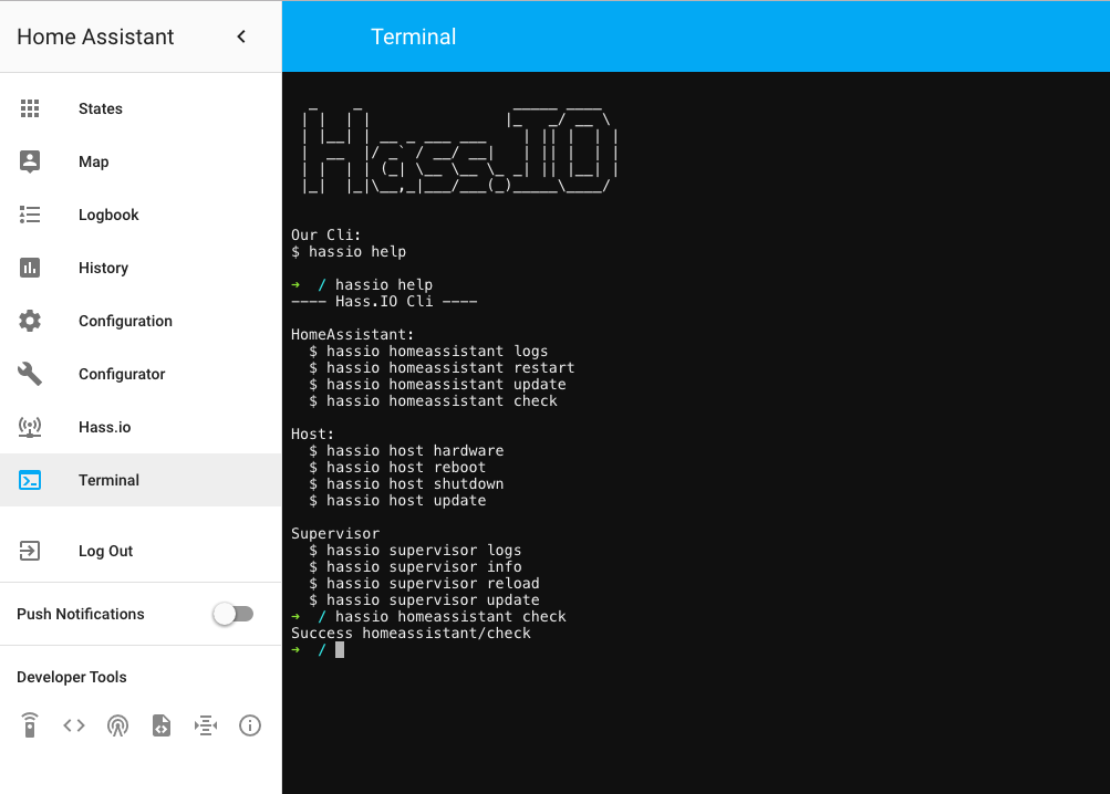 Terminal in the Home Assistant Frontend