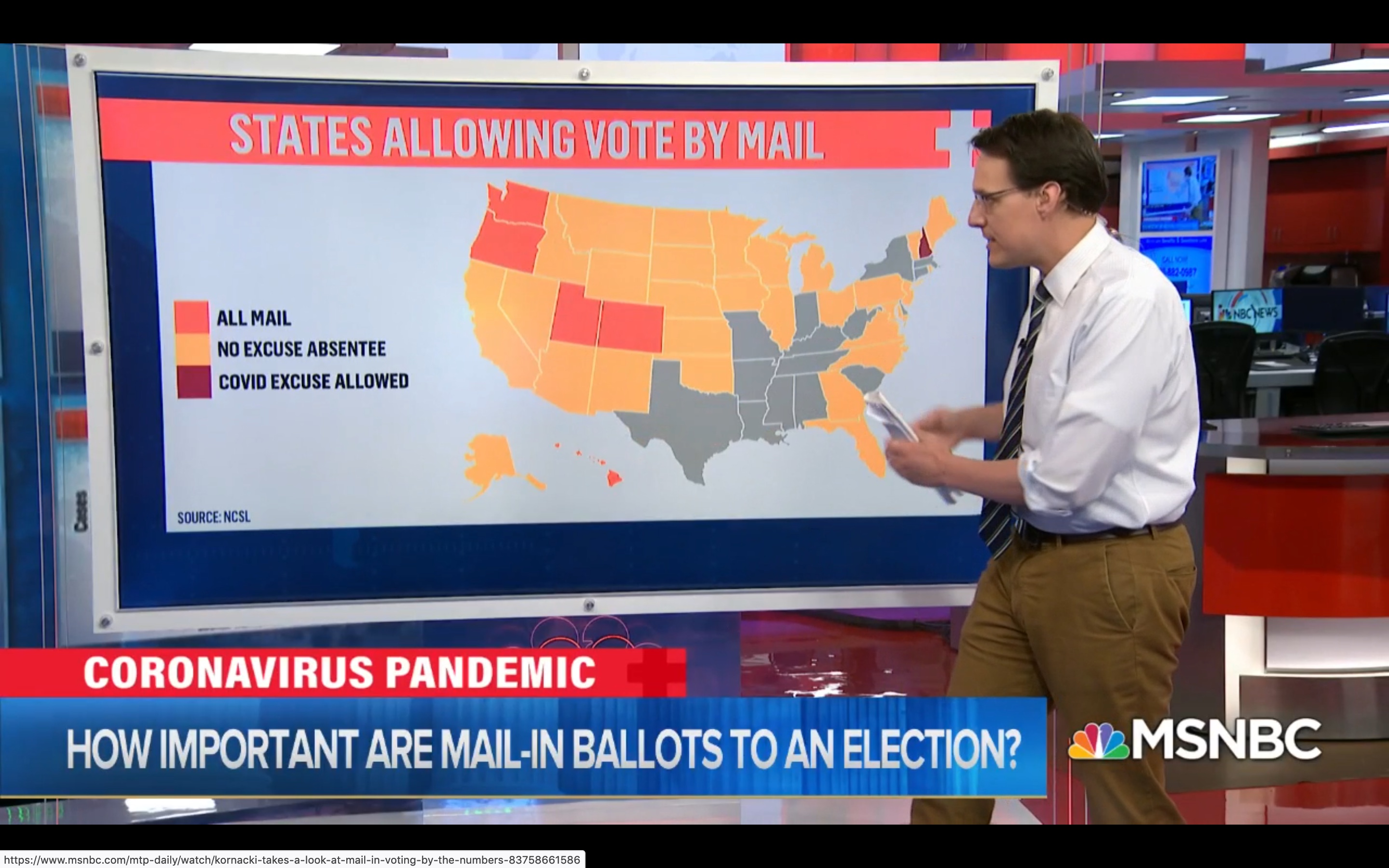 Map of vote-by-mail on 5-21-2020