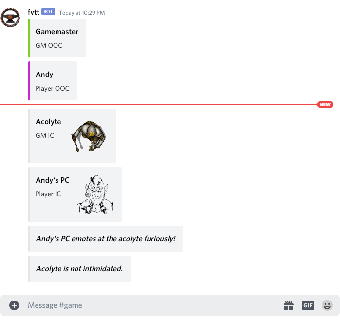 Chat view in Discord