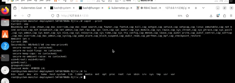 Demonstration of using capsh to view container capabilities