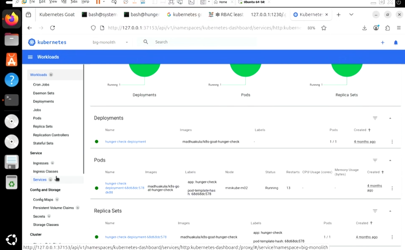 Unsecured Kubernetes Dashboard overview interface