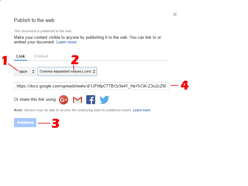 publish sheet as csv