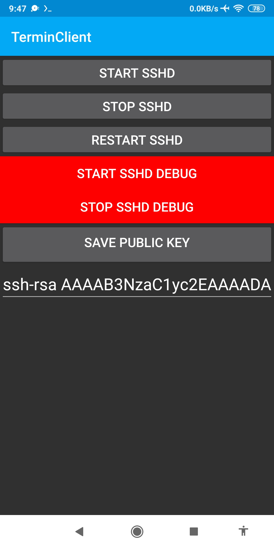 SSHD Server Terminal