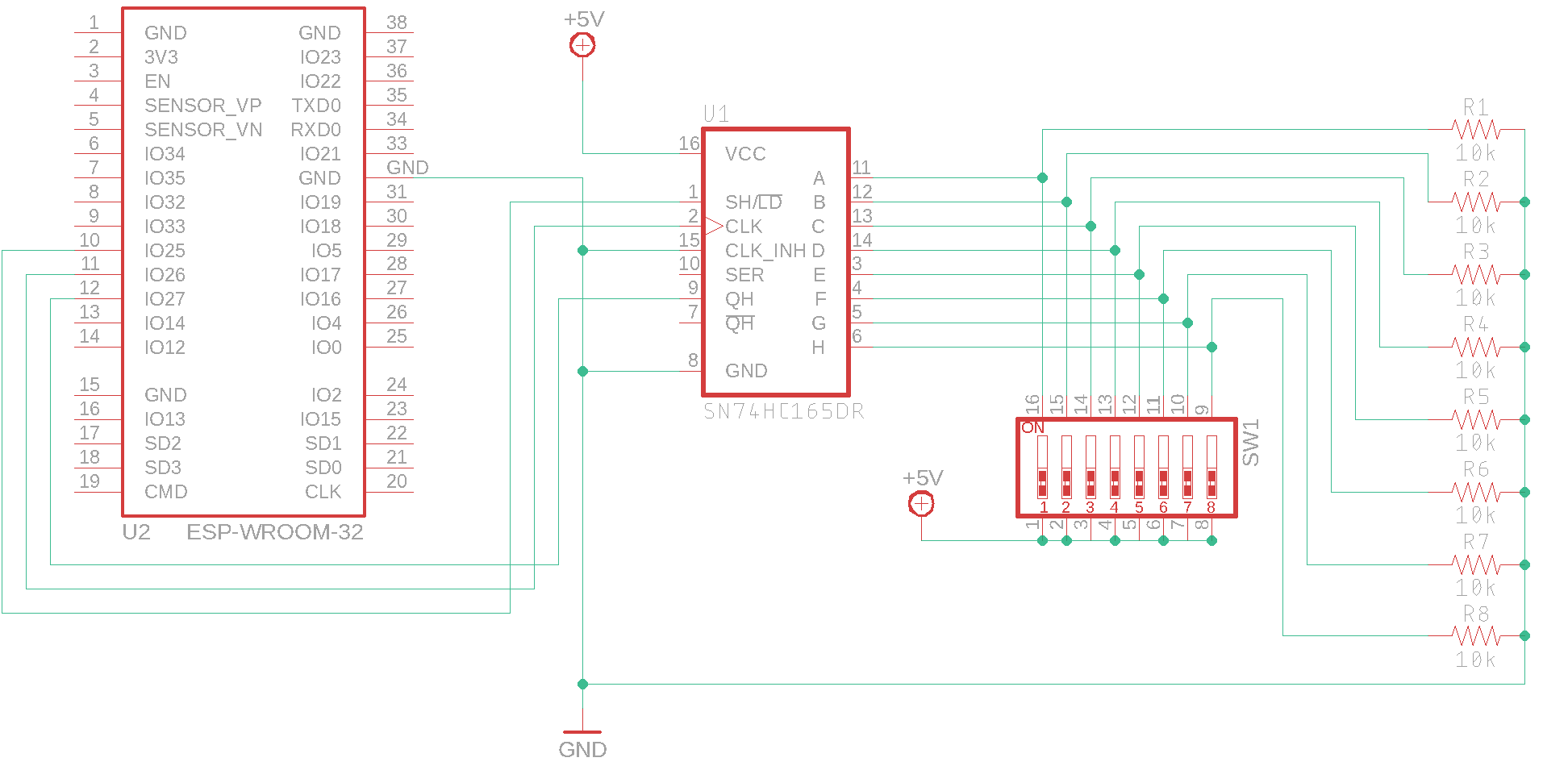 SN74HC165 ESP32 Schematic