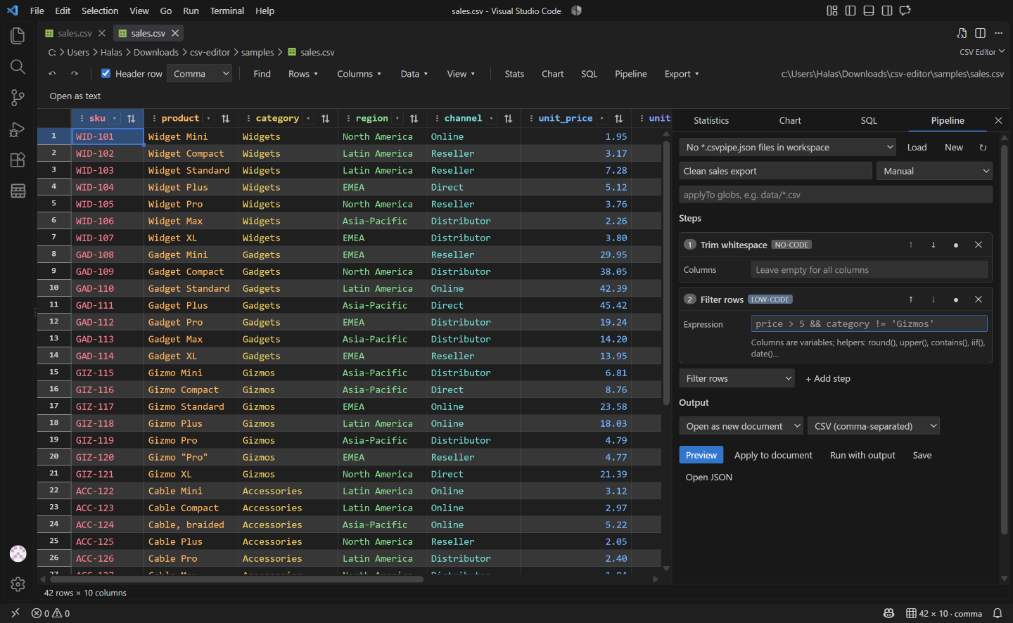 Pipeline builder