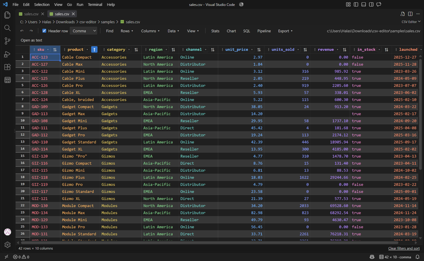 Clear three-state sorting controls